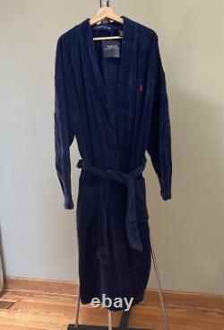 Polo Ralph Lauren Navy Bath Robe Red Pony 100% Cotton L/XL D4