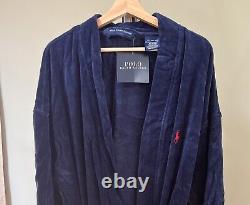 Polo Ralph Lauren Navy Bath Robe Red Pony 100% Cotton L/XL D4