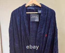 Polo Ralph Lauren Navy Bath Robe Red Pony 100% Cotton L/XL D4