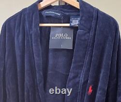 Polo Ralph Lauren Navy Bath Robe Red Pony 100% Cotton L/XL D4