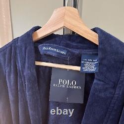 Polo Ralph Lauren Navy Bath Robe Red Pony 100% Cotton L/XL D4