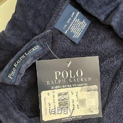 Polo Ralph Lauren Navy Bath Robe Red Pony 100% Cotton L/XL D4