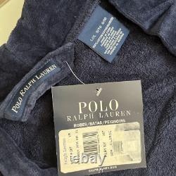 Polo Ralph Lauren Navy Bath Robe Red Pony 100% Cotton L/XL D4