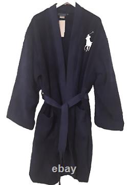 Polo Ralph Lauren Navy Blue Towelling Dressing Gown/bathrobe, Medium