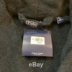 Polo Ralph Lauren Pony Logo Men's Plush Black Cotton Bath Robe One Size New NWT