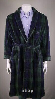 Polo Ralph Lauren Vintage Tartan Plaid Heavy Terry Shawl Belted Bath Robe L