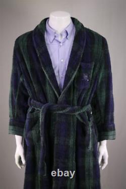 Polo Ralph Lauren Vintage Tartan Plaid Heavy Terry Shawl Belted Bath Robe L
