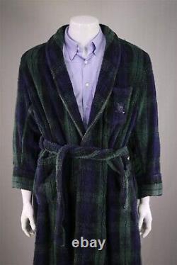 Polo Ralph Lauren Vintage Tartan Plaid Heavy Terry Shawl Belted Bath Robe L