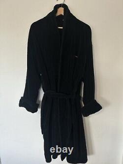 Porsche Men's Bathrobe Black Red Logo Terry Robe 100% Cotton Lounge One Size