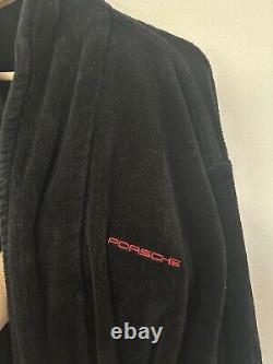 Porsche Men's Bathrobe Black Red Logo Terry Robe 100% Cotton Lounge One Size