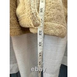 Pottery Barn L/XL Linen Cotton Terry Plush Spa Bath Robe Beige NEW