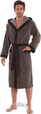 Premium Quality Mens Bathrobe With Hood, Size 4xl, 52,3 /133 Cm Long, Grey dark
