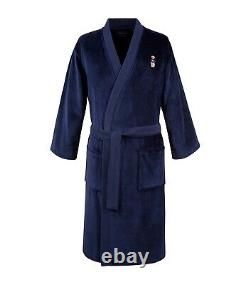 RALPH LAUREN HOME Flag Sweater Bath Robe 100% Cotton Navy Size Small