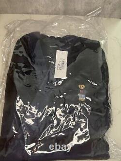 RALPH LAUREN HOME Flag Sweater Bath Robe 100% Cotton Navy Size Small