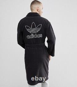 RARE Adidas Originals Trefoil Robe Black White CF6934 Bathrobe Loungewear OG