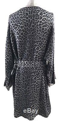 RARE! Gianni Versace Intimo Silk Blend Gray Leopard Print Mens Bath Robe Size 50