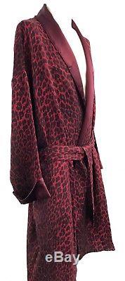 RARE! Gianni Versace Intimo Silk Blend Red Leopard Print Men's Bath Robe Size 52