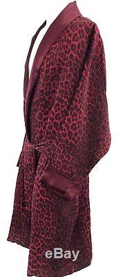 RARE! Gianni Versace Intimo Silk Blend Red Leopard Print Men's Bath Robe Size 52