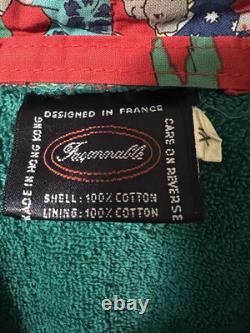 RARE VTG FACONNABLE L/XL RED ELEPHANT Bath Robe POCKETS BELT TERRY FRANCE EUC
