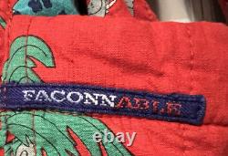 RARE VTG FACONNABLE L/XL RED ELEPHANT Bath Robe POCKETS BELT TERRY FRANCE EUC