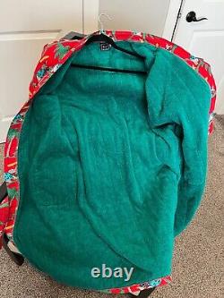 RARE VTG FACONNABLE L/XL RED ELEPHANT Bath Robe POCKETS BELT TERRY FRANCE EUC