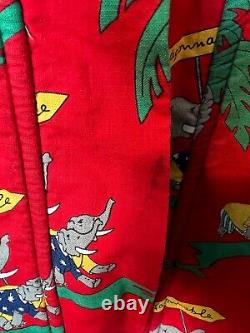 RARE VTG FACONNABLE L/XL RED ELEPHANT Bath Robe POCKETS BELT TERRY FRANCE EUC
