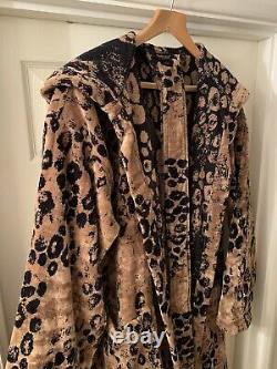 ROBERTO CAVALLI Bathrobe Gown Hooded Terry Towelling Leopard UNISEX XXL VERSACE