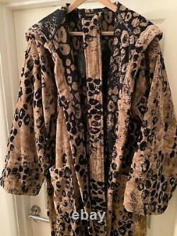 ROBERTO CAVALLI Hooded Bath Robe Gown Terry Towelling Leopard Unisex XL VERSACE