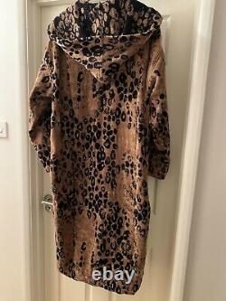 ROBERTO CAVALLI Hooded Bath Robe Gown Terry Towelling Leopard Unisex XL VERSACE