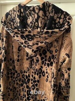 ROBERTO CAVALLI Hooded Bathrobe Gown Terry Cotton Leopard UNISEX XL VERSACE