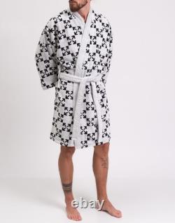 RRP275 OFF-WHITE HOME Jacquard Arrow Intarsia Bath Robe Size S/M Made in Italy