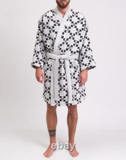 RRP275 OFF-WHITE HOME Jacquard Arrow Intarsia Bath Robe Size S/M Made in Italy