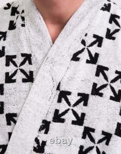 RRP275 OFF-WHITE HOME Jacquard Arrow Intarsia Bath Robe Size S/M Made in Italy