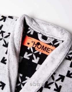 RRP275 OFF-WHITE HOME Jacquard Arrow Intarsia Bath Robe Size S/M Made in Italy