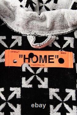 RRP275 OFF-WHITE HOME Terry Bath Robe Size S/M Arrow Logo Pattern 3/4 Sleeve