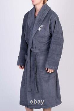 RRP280 OFF-WHITE HOME Arrow Logo Bath Robe Size S / M Grey Belted Made in Italy