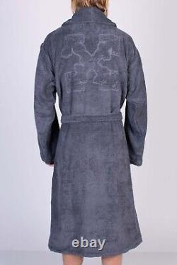 RRP280 OFF-WHITE HOME Arrow Logo Bath Robe Size S / M Grey Belted Made in Italy