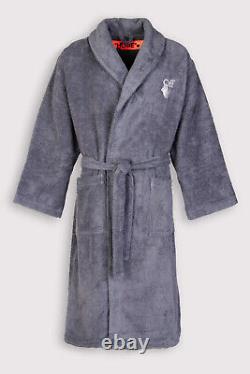 RRP280 OFF-WHITE HOME Arrow Logo Bath Robe Size S / M Grey Belted Made in Italy