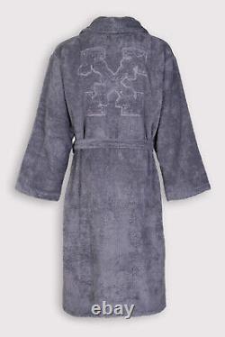 RRP280 OFF-WHITE HOME Arrow Logo Bath Robe Size S / M Grey Belted Made in Italy