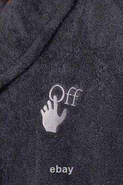 RRP280 OFF-WHITE HOME Arrow Logo Bath Robe Size S / M Grey Belted Made in Italy