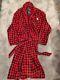 Ralph Lauren Big Pony Plaid Bath Robe Mens Size L/XL Red Black Plush $115