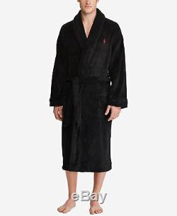 Ralph Lauren Polo Men Lounge Plush Bath Robe Sauna Big Pony Black Gift L XL XXL