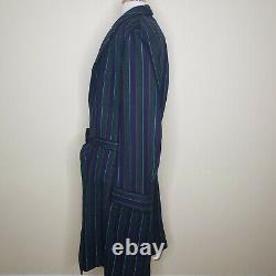 Rare Vintage Brooks Brothers England Mens 100% Wool Striped Bathrobe Size XL
