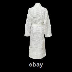 Rivolta Carmignani Bath Robe White Cotton Waffle Weave Spa Dressing Gown New