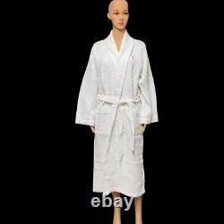Rivolta Carmignani Bath Robe White Cotton Waffle Weave Spa Dressing Gown New