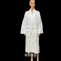 Rivolta Carmignani Bath Robe White Cotton Waffle Weave Spa Dressing Gown New