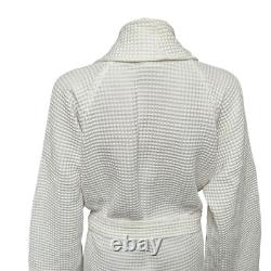Rivolta Carmignani Bath Robe White Cotton Waffle Weave Spa Dressing Gown New