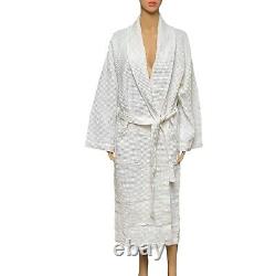 Rivolta Carmignani Bath Robe White Cotton Waffle Weave Spa Dressing Gown New