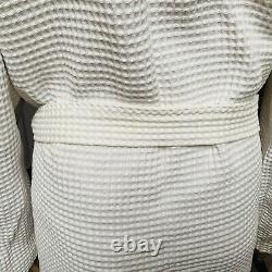 Rivolta Carmignani Bath Robe White Cotton Waffle Weave Spa Dressing Gown New