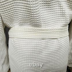 Rivolta Carmignani Bath Robe White Cotton Waffle Weave Spa Dressing Gown New